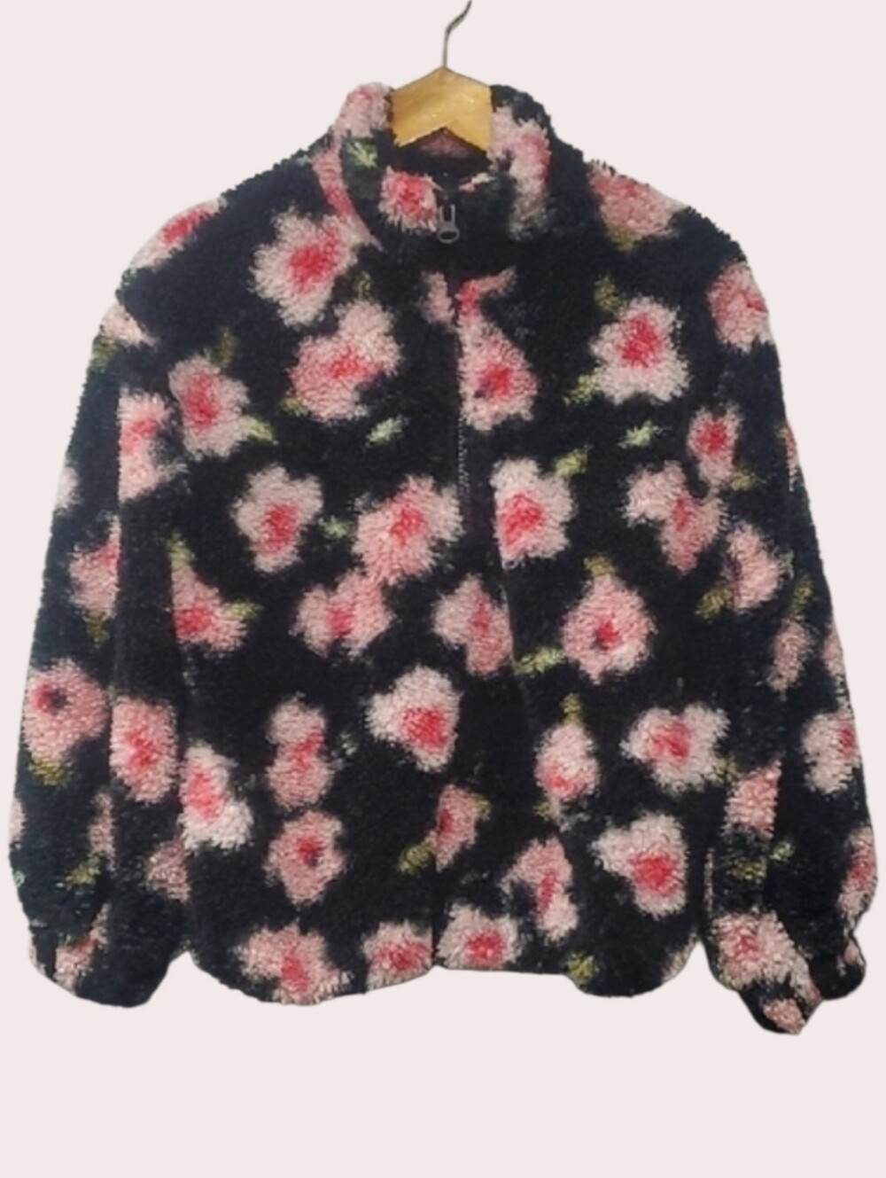 Sandy Liang X Target Jacket Women's XS Black Colorpop NYC Fleece Floral Sherpa‎
